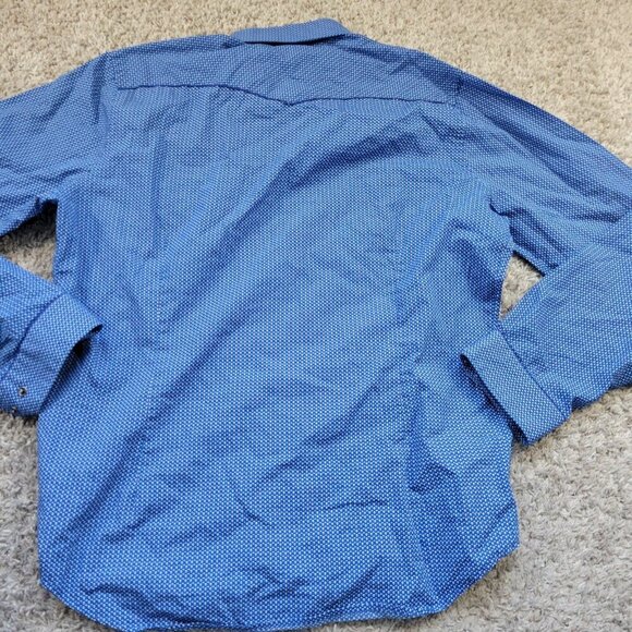 Lot of 2 Express Pearl Shirt Mens XL Blue Fitted Long Sleeve Button Up - Picture 5 of 9